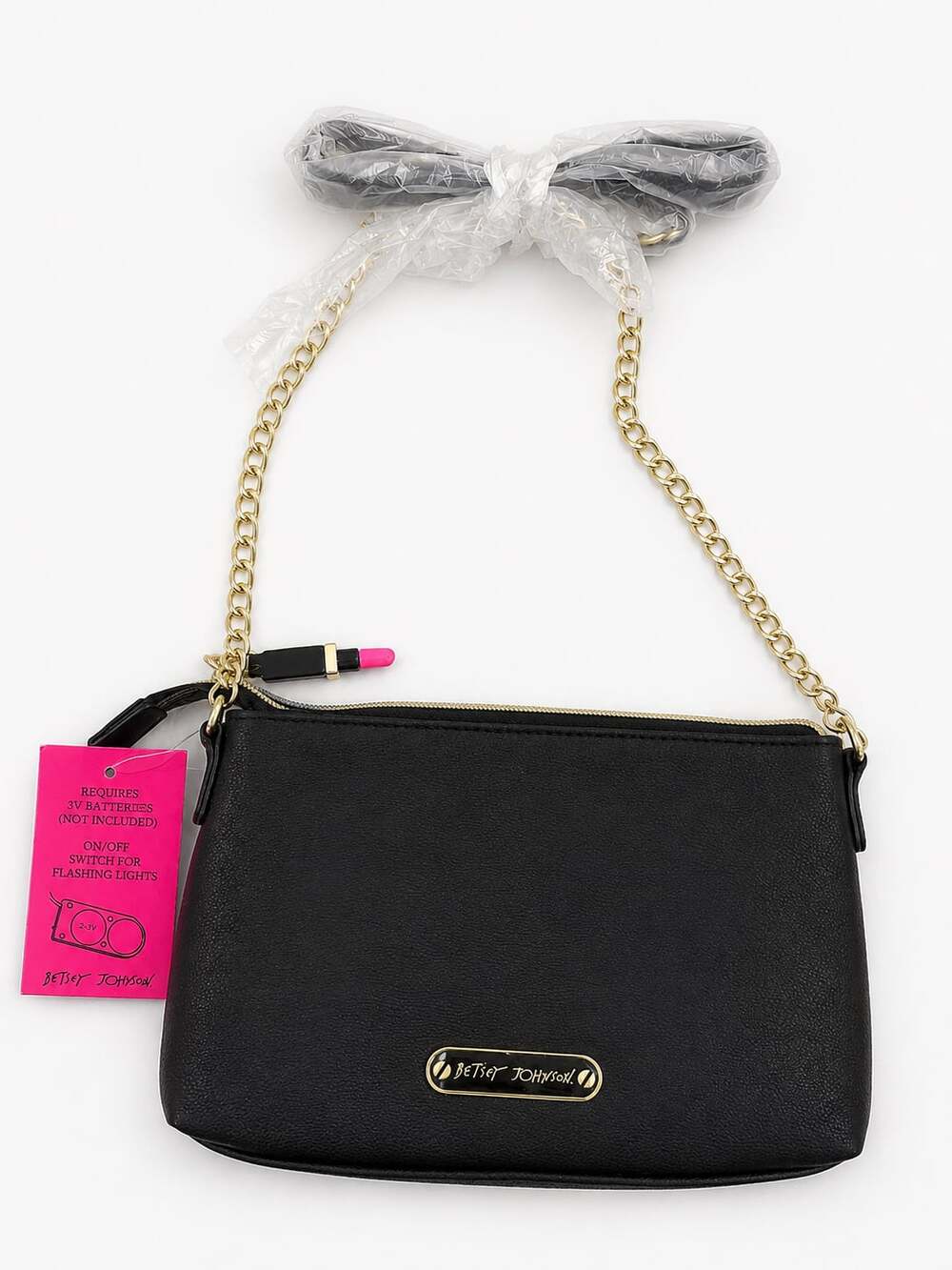 Betsey Johnson Taxi Light-Up Crossbody Purse Black Novelty Bag NWT LED - Picture 2 of 8
